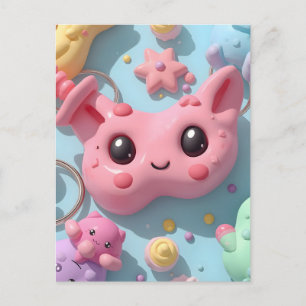 Carte Postale Créature Pastel Kawaii Art Fantastique