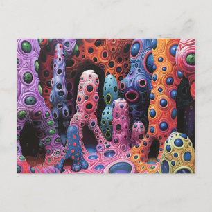 Carte Postale Créatures Abstraites Bizarres Colorées