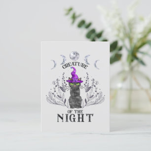 Carte Postale Créatures de la nuit - Chat noir d'Halloween