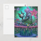 Carte Postale Créatures forestières mystiques - Fille surréalist (Devant / Derrière)