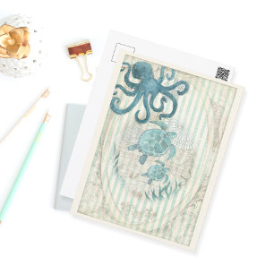 Carte Postale Créatures marines nautiques vintages