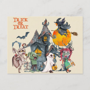 Carte Postale Créatures mignonnes pour la fête d'Halloween