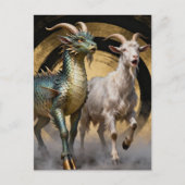 Carte Postale Créatures mythiques de chèvre dragon surprises (Devant)