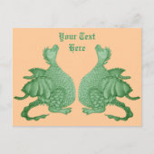 Carte Postale créatures mythiques deux dragons verts mignons (Devant)