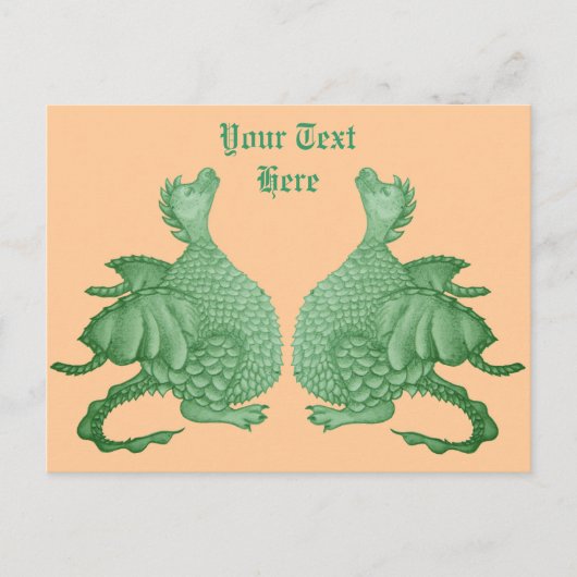 Carte Postale créatures mythiques deux dragons verts mignons (Devant)