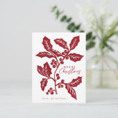 Carte Postale Crée à la main de linocut oeuvre sainte Noël (Debout devant)