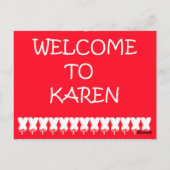 CARTE POSTALE CRÉÉ POUR KAREN ROUGE ET NOIR BLANC NOMMÉ (Dos)