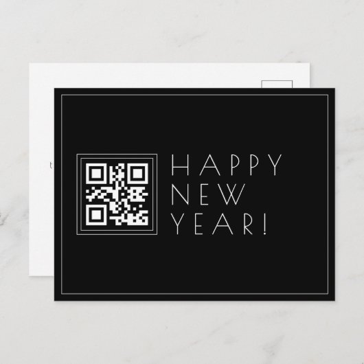 Carte Postale Créer instantanément du code QR | Style Happy New  (Devant / Derrière)