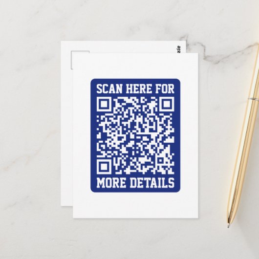 Carte Postale Créer un code QR analysable | Bleu marine (modifia (Devant/Arrière en situation)