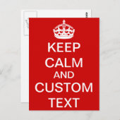 Carte Postale Créez Votre Propre Affiche Keep Calm et Continuez  (Devant / Derrière)