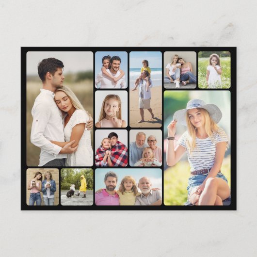 Carte Postale Créez Votre Propre Collage De 12 Photos À Coins Ar (Devant)