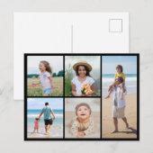 Carte Postale Créez votre propre collage de 5 photos (Devant / Derrière)