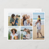 Carte Postale Créez votre propre collage de 5 photos (Devant / Derrière)