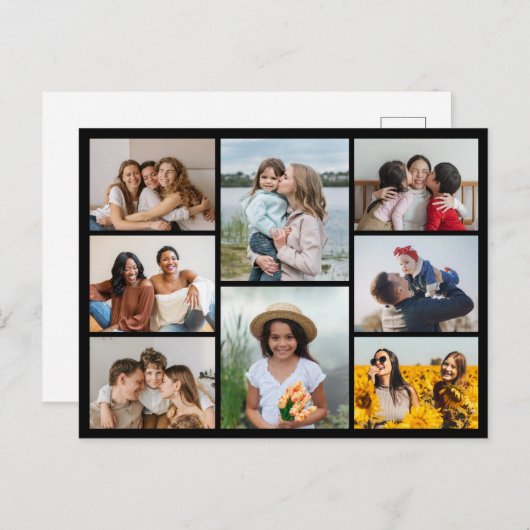 Carte Postale Créez votre propre collage de 8 photos (Devant / Derrière)