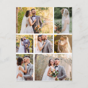 Carte Postale Créez Votre Propre Collage de Mariage de 7 Photos