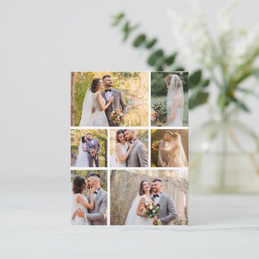 Carte Postale Créez Votre Propre Collage De Mariage De 7 Photos (Debout devant)