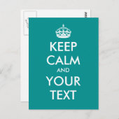 Carte Postale Créez votre propre "Keep Calm and Carry On" (aqua) (Devant / Derrière)
