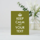 Carte Postale Créez votre propre "Keep Calm and Carry On" (vert) (Debout devant)