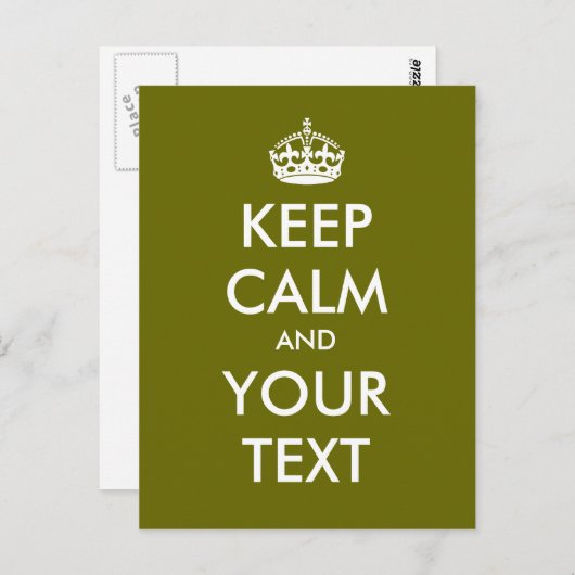 Carte Postale Créez votre propre "Keep Calm and Carry On" (vert) (Devant / Derrière)