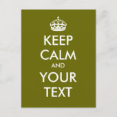 Carte Postale Créez votre propre "Keep Calm and Carry On" (vert) (Devant)