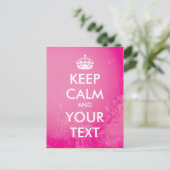 Carte Postale Créez votre propre "Keep Calm" (grunge rose) (Debout devant)