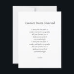 Carte Postale Créez votre propre poème personnalisé<br><div class="desc">Créez vos propres cartes postales poétiques avec votre littérature ou citation préférée dans la typographie minimaliste moderne. Ajoutez votre propre texte pour créer des cartes personnalisées ou un cadeau personnalisé unique.</div>
