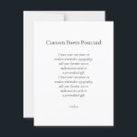 Carte Postale Créez votre propre poème personnalisé<br><div class="desc">Créez vos propres cartes postales poétiques avec votre littérature ou citation préférée dans la typographie minimaliste moderne. Ajoutez votre propre texte pour créer des cartes personnalisées ou un cadeau personnalisé unique.</div>