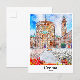 Carte Postale Crema Italie Voyage Aquarelle main tirée