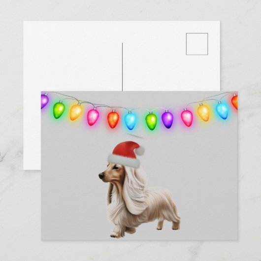 Carte Postale Crème anglaise Dachshund de Noël (Devant / Derrière)