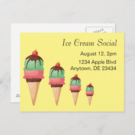 Carte Postale Crème de glace sociale (Devant / Derrière)