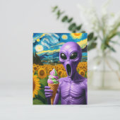 Carte Postale Crème de glace violette Alien (Debout devant)