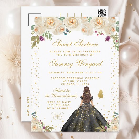 Carte Postale Crème Florale Brunette Cheveux Princesse Sweet Sei