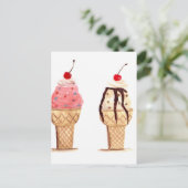 Carte Postale Crème glacée aquarelle Dessert Sweet (Debout devant)