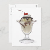 Carte Postale Crème glacée au chocolat Sundae (Devant / Derrière)