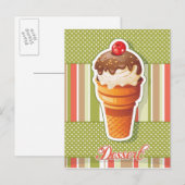 Carte Postale Crème glacée au chocolat vintage (Devant / Derrière)