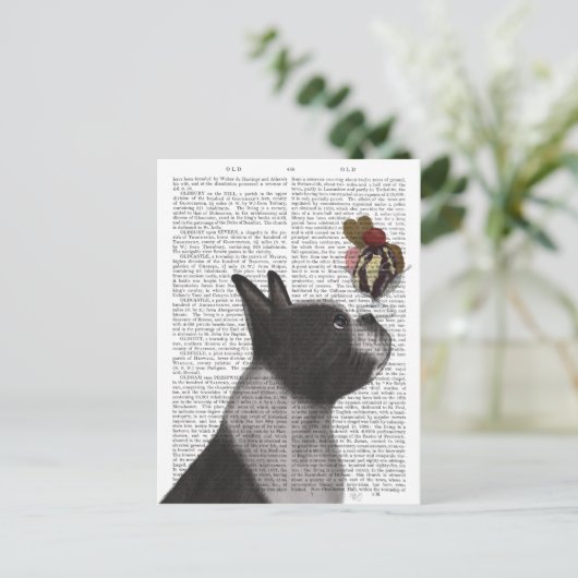 Carte Postale Crème glacée Boston Terrier (Debout devant)