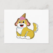 Carte Postale Crème glacée Chien avec gaufre (Devant)