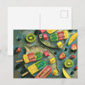 Carte Postale Crème glacée colorée pop fruits (Devant / Derrière)