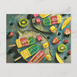 Carte Postale Crème glacée colorée pop fruits