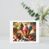 Carte Postale Crème glacée et fruits d'été, (Debout devant)