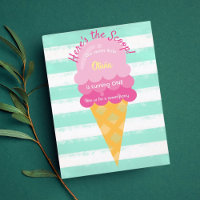 Crème glacée sucrée 1ère fête menthe rose