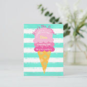 Carte Postale Crème glacée sucrée 1ère fête menthe rose (Debout devant)