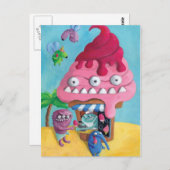 Carte Postale Crème glacée sur la plage (Devant / Derrière)