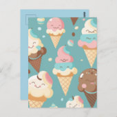 Carte Postale Crème glacée très colorée (Devant / Derrière)
