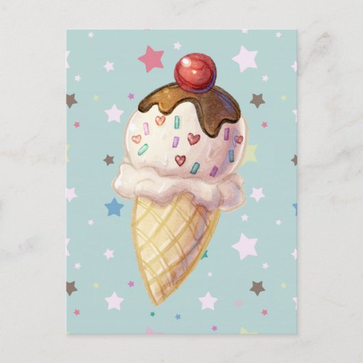 Carte Postale Crème Icecream Cherry Fudge (Devant)