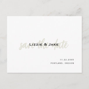 Carte Postale Crème moderne et blanc Mariage simple Enregistrer