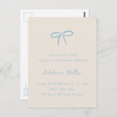 Carte Postale Crème Quelque chose Fête des mariées de Bow bleu (Devant / Derrière)