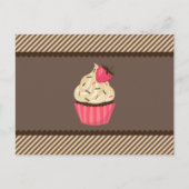 Carte Postale Crème rose Brown rayures fraise Cupcake (Devant)