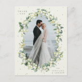 Carte Postale Crème Snowberry+Eucalyptus Merci Mariage Photo (Devant)