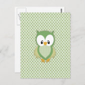 Carte Postale Crème verte douce mignonne et hibou jaune (Devant / Derrière)